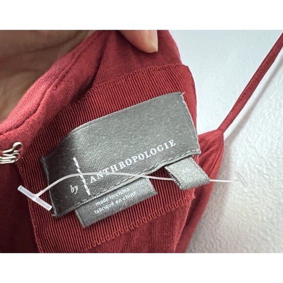 Anthro Midi Dress Pleated Chiffon Rust Orange Sweetheart Bodice XS 4/6 Chic Prom - Picture 4 of 14